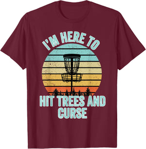 Disc Golf Shirt Funny Hit Trees and Curse Retro Disc Golf Gi T-Shirt - T-Shirt | Maroon