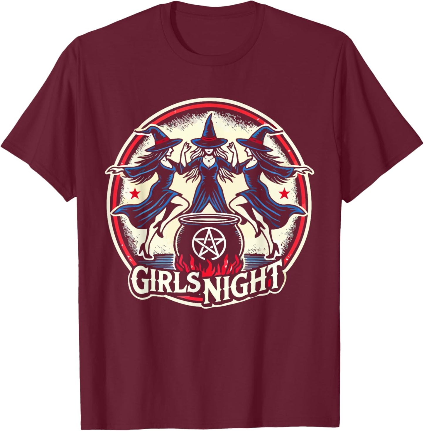 Girls Night Witch Coven Halloween Party T-Shirt - T-Shirt | Maroon