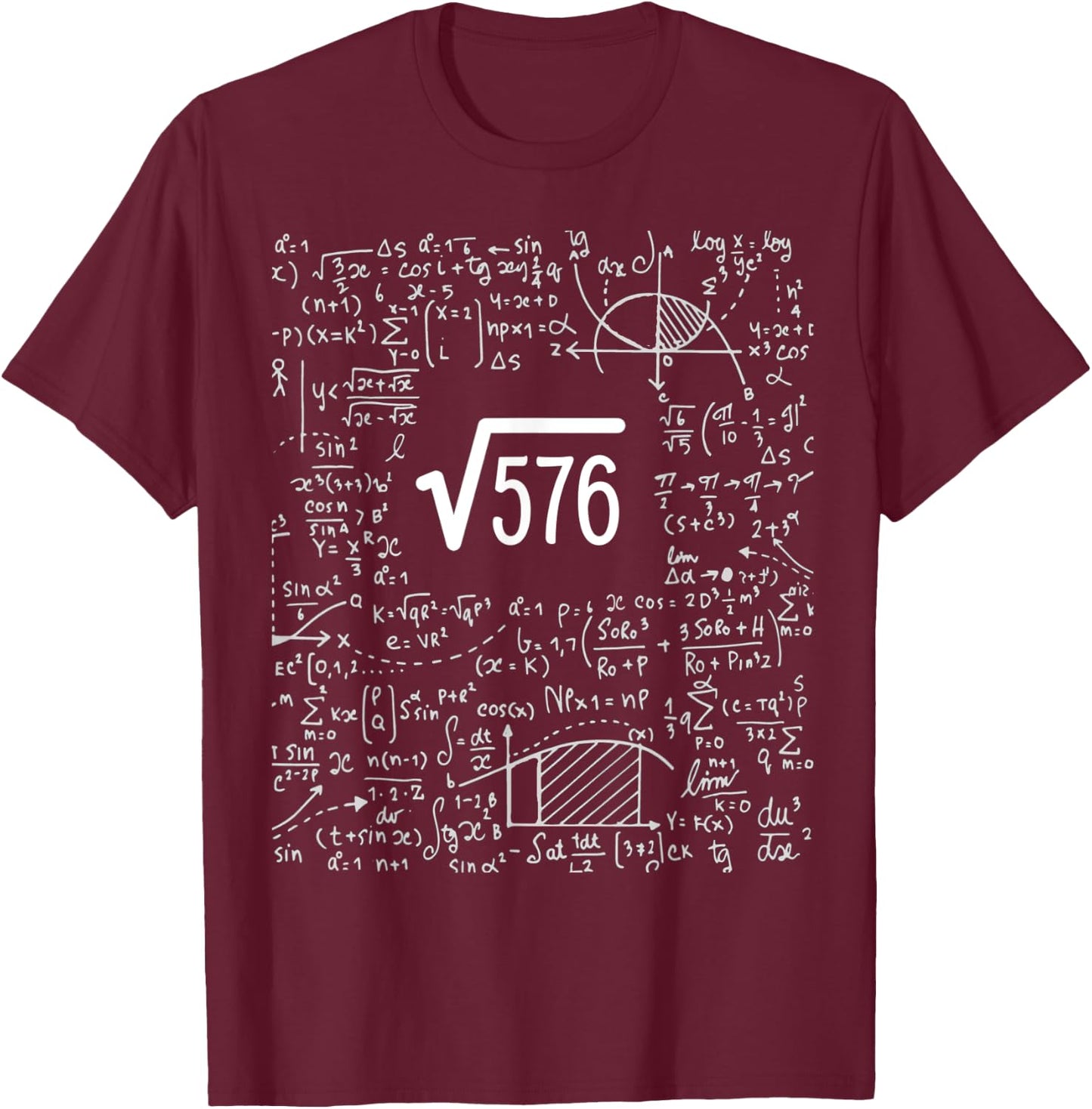 Square Root Of 576 Birthday Art 24 Years Old Math Nerd Geek T-Shirt - T-Shirt | Maroon