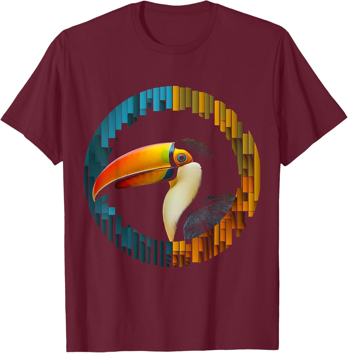 Toucan Polygon Bird Art Animal Colorful Graphic Toucan T-Shirt - T-Shirt | Maroon