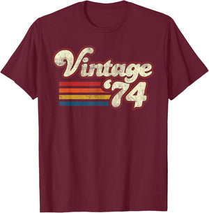 Vintage 1974 Birthday T-Shirt - T-Shirt | Maroon