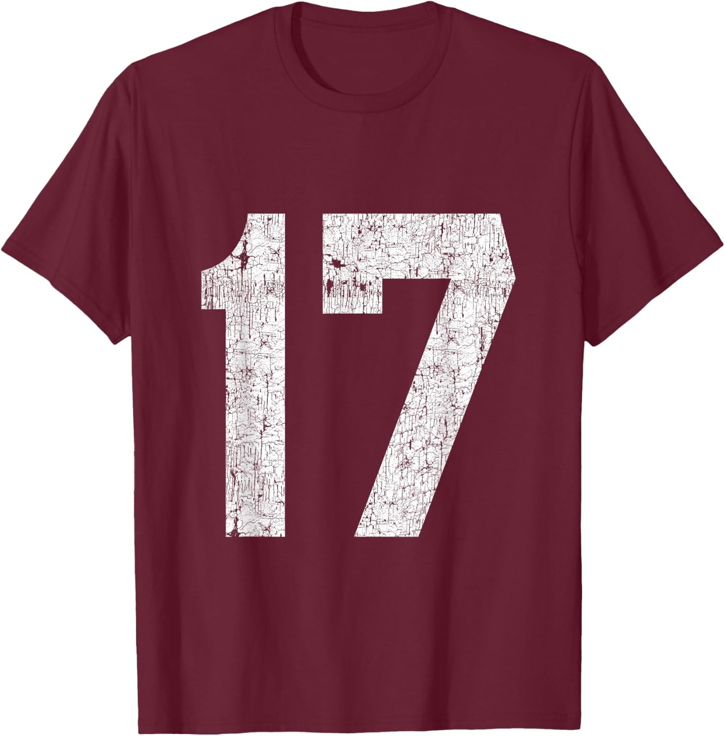 #17 Jersey Uniform Varsity Athletic Sports, 17th Birthday T-Shirt - T-Shirt | Maroon