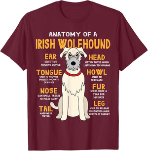 Irish Wolfhound Anatomy Funny Dog Mom Dad Gift Women Girls Kids T-Shirt - T-Shirt | Maroon