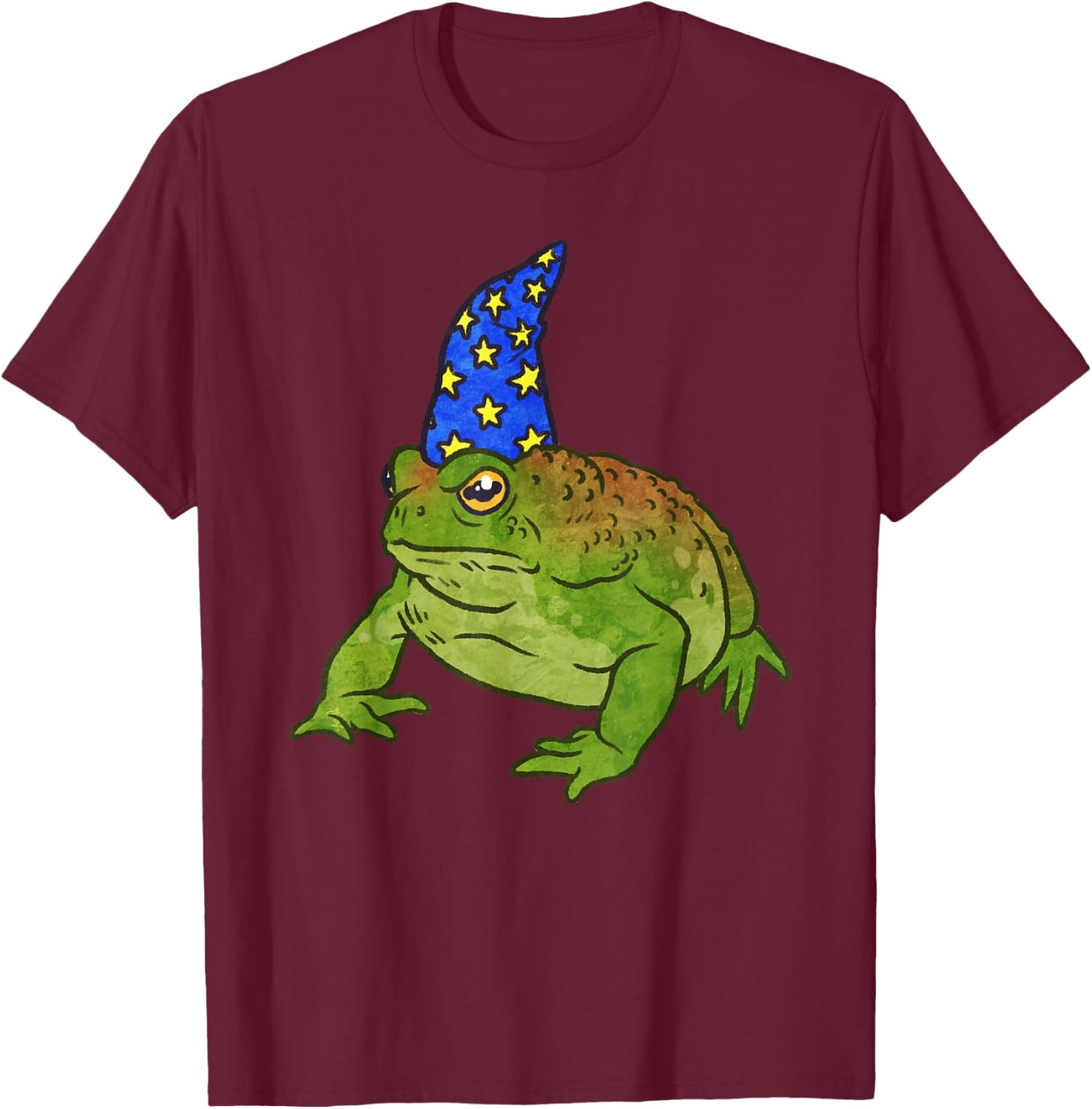 Grumpy Frog Wizard with Resting Toad Face T-Shirt - T-Shirt | Maroon