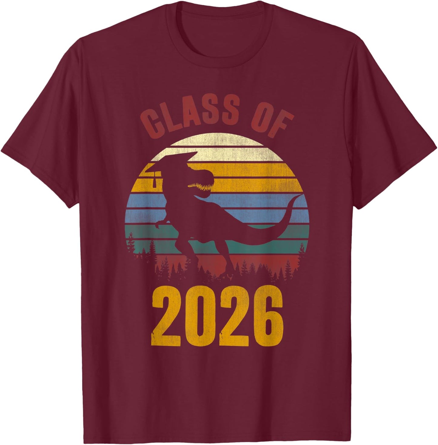 Dinosaur Class Of 2026 First Day 7th Grade Boys Kids Gift T-Shirt - T-Shirt | Maroon