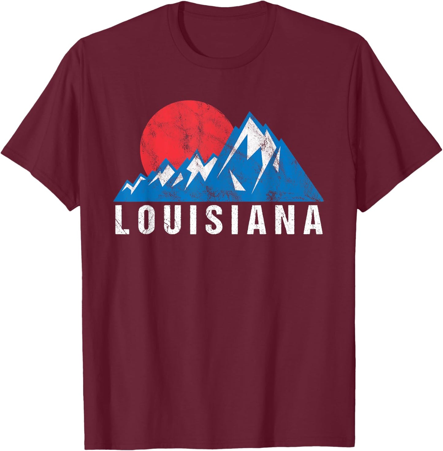 Retro Vintage Louisiana USA Mountains T-Shirt - T-Shirt | Maroon