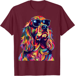 Cocker Spaniel Lovers Pop Art Funny English Cocker Spaniel T-Shirt - T-Shirt | Maroon