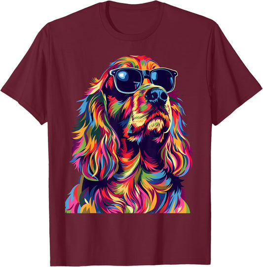 Cocker Spaniel Lovers Pop Art Funny English Cocker Spaniel T-Shirt - T-Shirt | Maroon
