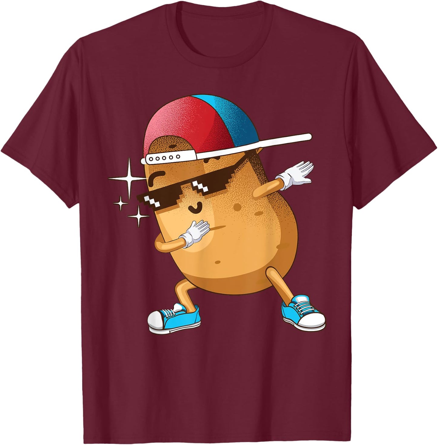 Funny Dabbing Potato Gift Cool Dancing Spuds Hip-hop Foodie T-Shirt - T-Shirt | Maroon