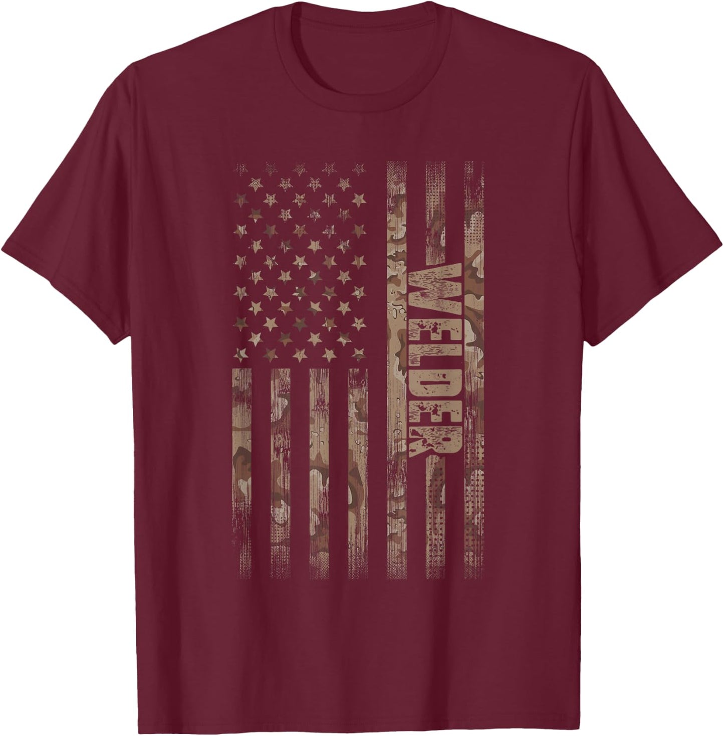 Welder American Flag Gift Welding T-Shirt - T-Shirt | Maroon