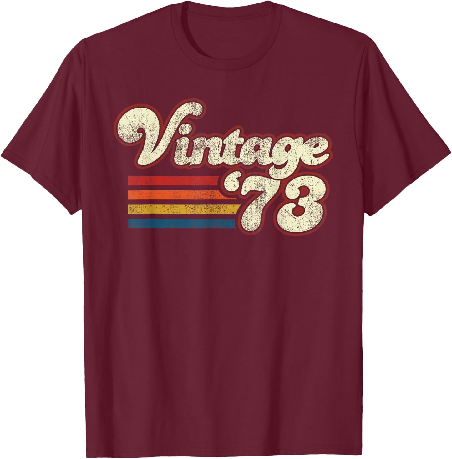 Vintage 1973 Birthday T-Shirt - T-Shirt | Maroon