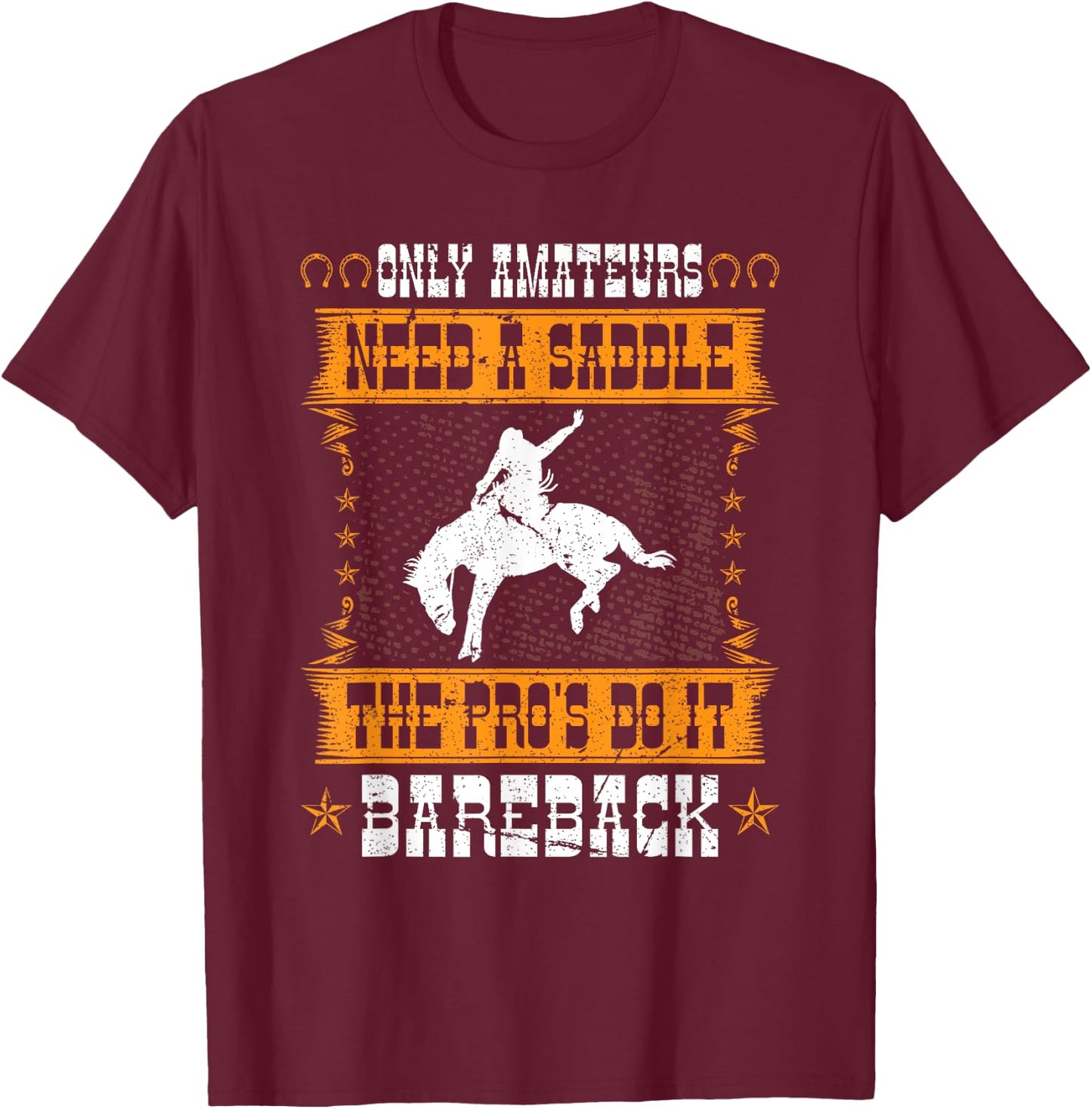 Bucking Bronco Western Rodeo Cowboy Bareback Bronc Rider T-Shirt - T-Shirt | Maroon