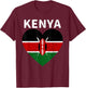 I Love Kenya Kenyan Africa Pride Flag Print Vintage Retro T-Shirt - T-Shirt | Maroon