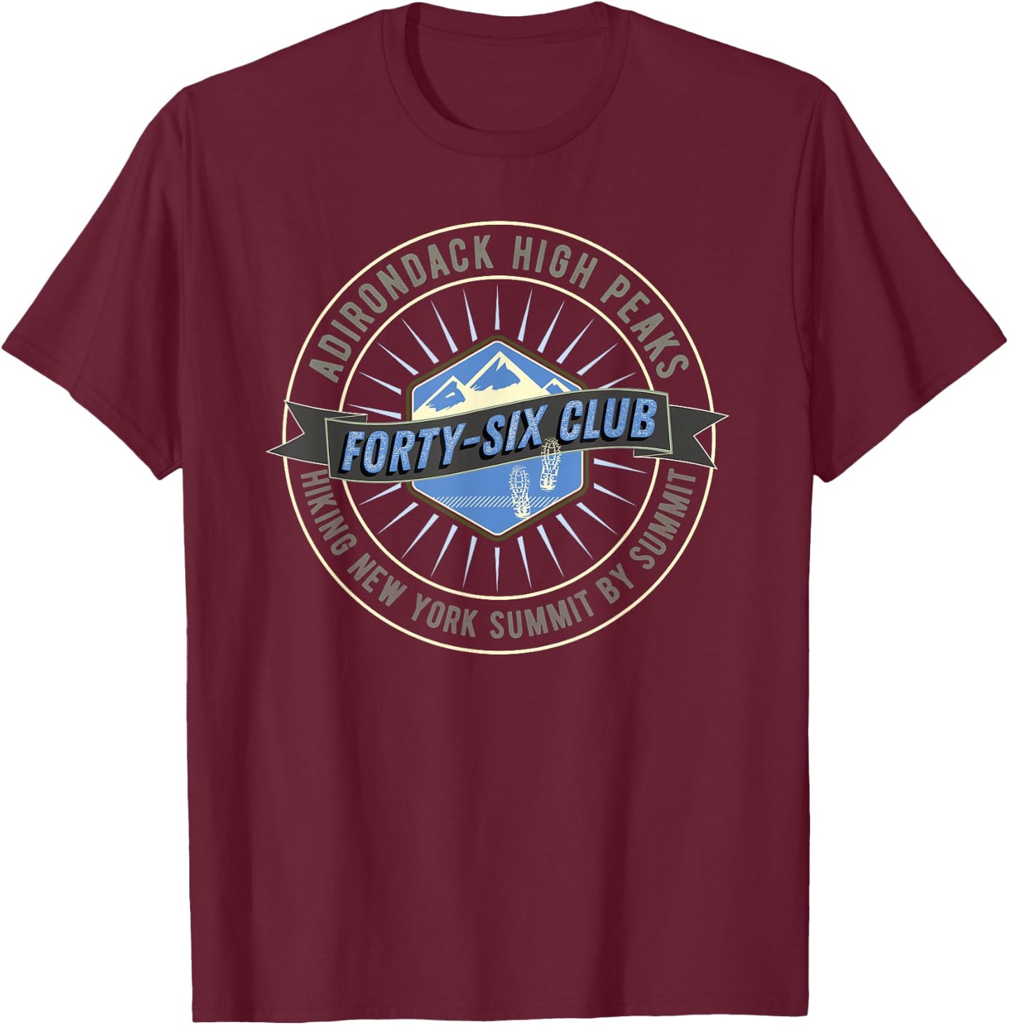 Adirondack High Peaks 46 Club New York State Hiker Hiking T-Shirt - T-Shirt | Maroon