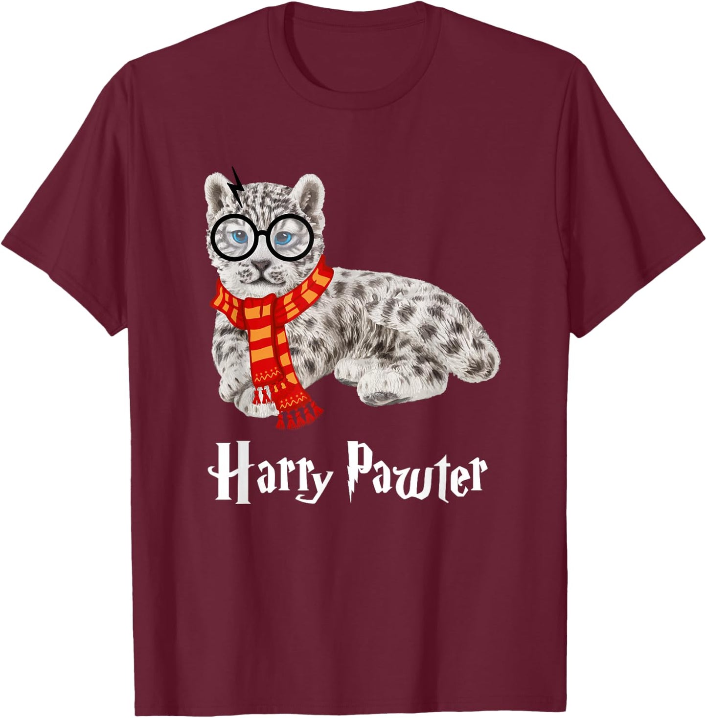 Magic Snow Leopard, Harry Pawter Funny T-Shirt - T-Shirt | Maroon