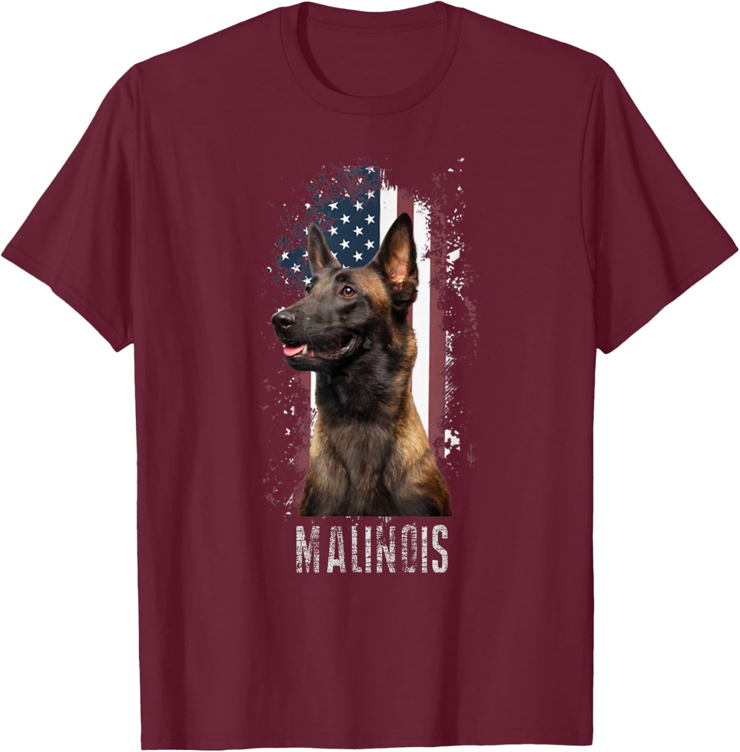 Belgian Malinois Belgian Malinois American Flag Funny Dog Gift -Adults Black Small T-Shirt - T-Shirt | Maroon