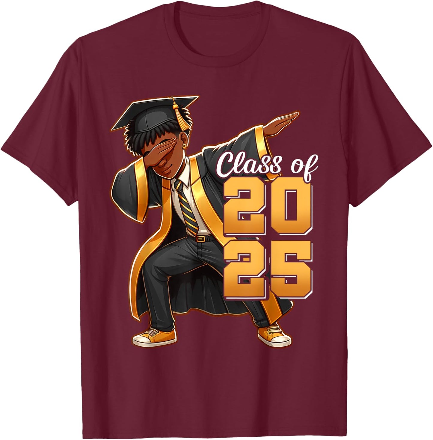 Dabbing Boy Graduation Class Of 2025 African Juneteenth Boy T-Shirt - T-Shirt | Maroon