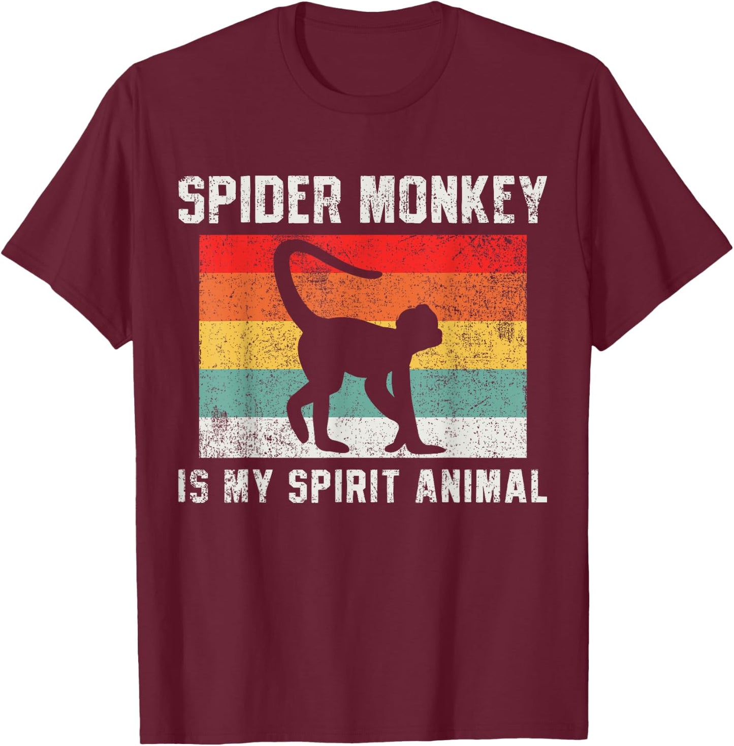 Spider Monkey Retro Vintage T-Shirt - T-Shirt | Maroon