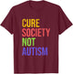 Cure Society Not Autism Awareness Acceptance Gift T-Shirt - T-Shirt | Maroon