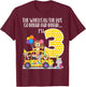 The Wheels On The Bus 3rd Birthday 3 Yrs Old Family Matching T-Shirt - T-Shirt | Maroon