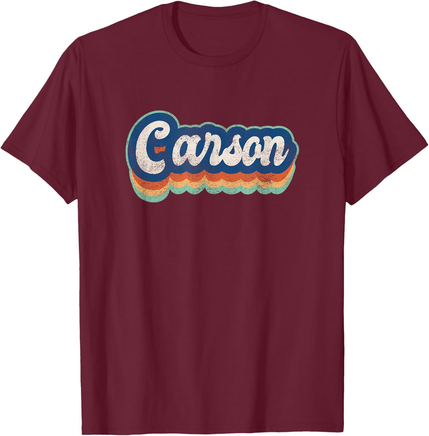 Carson First Name Boy Vintage Style 70s 80s Personalized T-Shirt - T-Shirt | Maroon