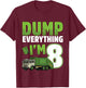 Kids Recycling Trash 8 Year Old Garbage Truck 8th Birthday Boy T-Shirt - T-Shirt | Maroon
