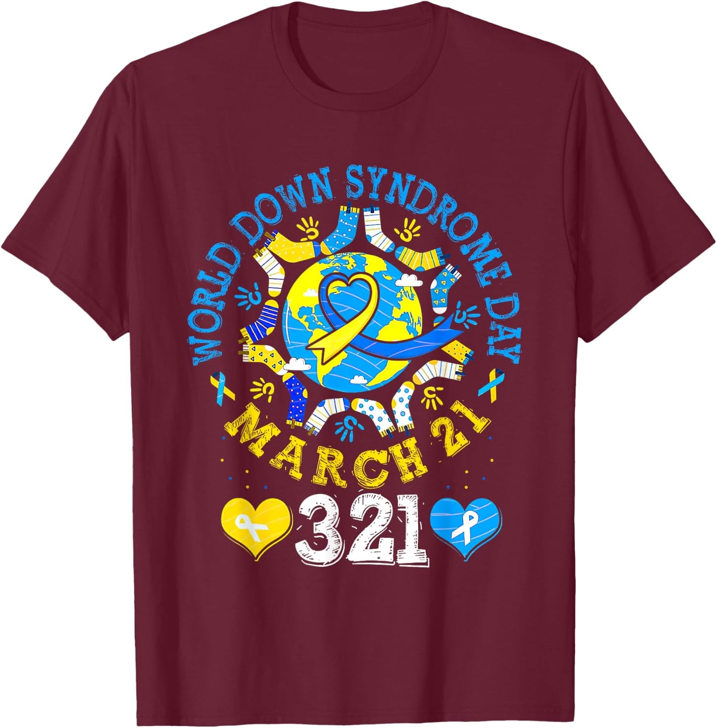 World Down Syndrome Day Awareness Socks Down Right Kids T-Shirt - T-Shirt | Maroon