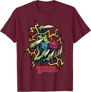 Dungeons & Dragons Electric Dice Roll T-Shirt - T-Shirt | Maroon