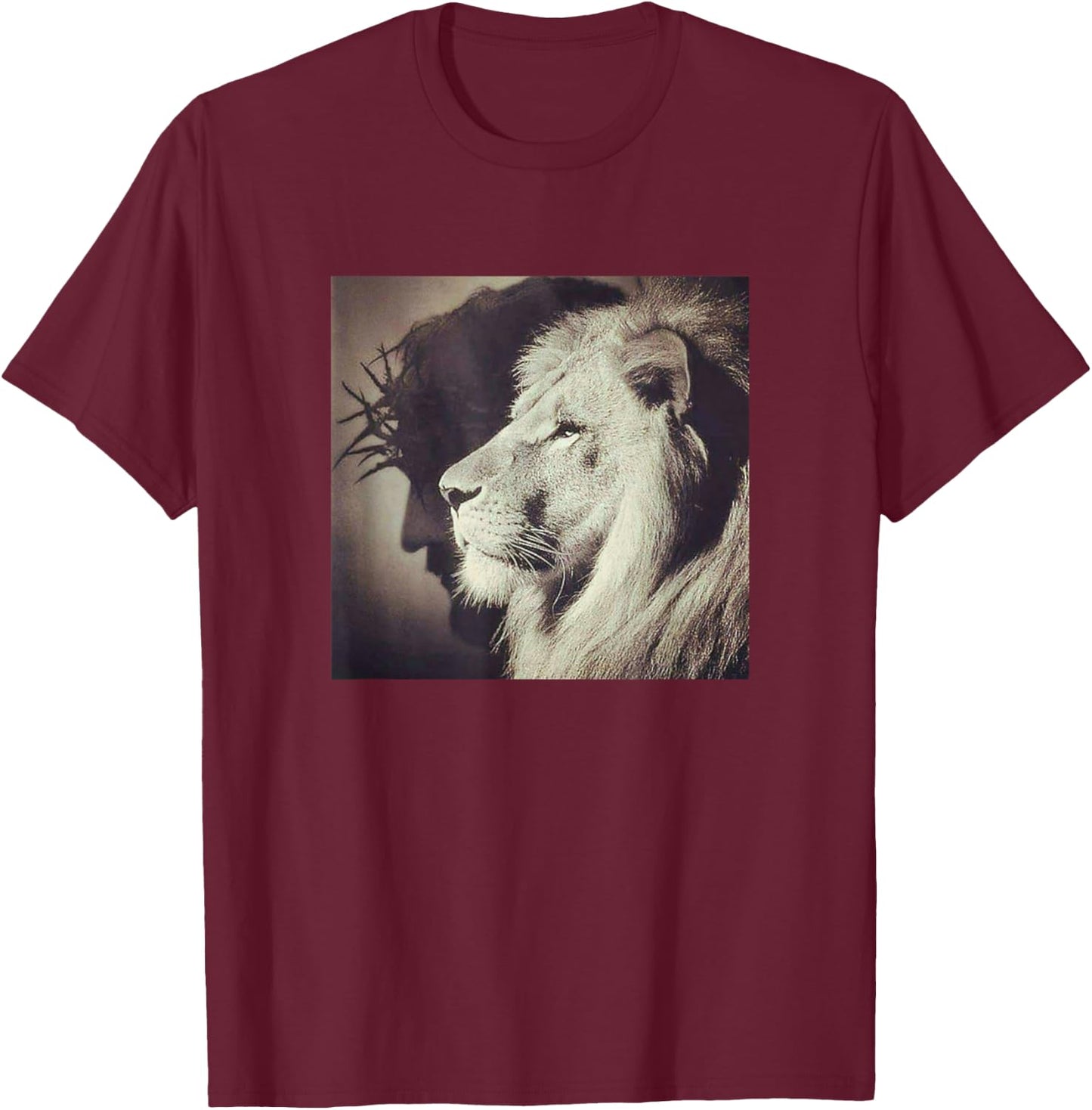 Jesus Lion of Judah Christian Gift T-Shirt - T-Shirt | Maroon
