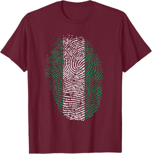 Nigeria Flag Gift Fingerprint T-Shirt - T-Shirt | Maroon