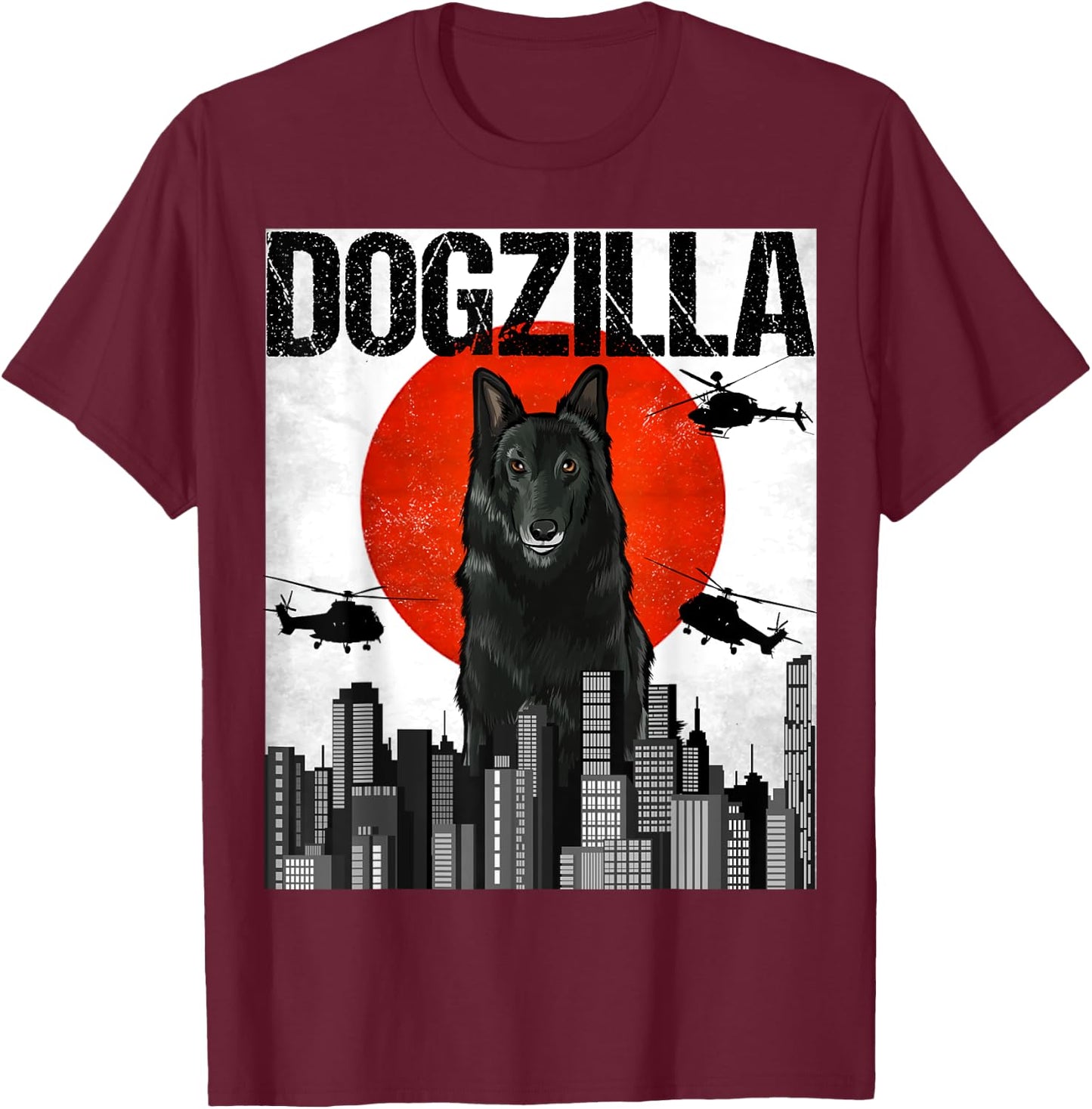 Funny Vintage Japanese Dogzilla Belgian Sheepdog Women T-Shirt - T-Shirt | Maroon