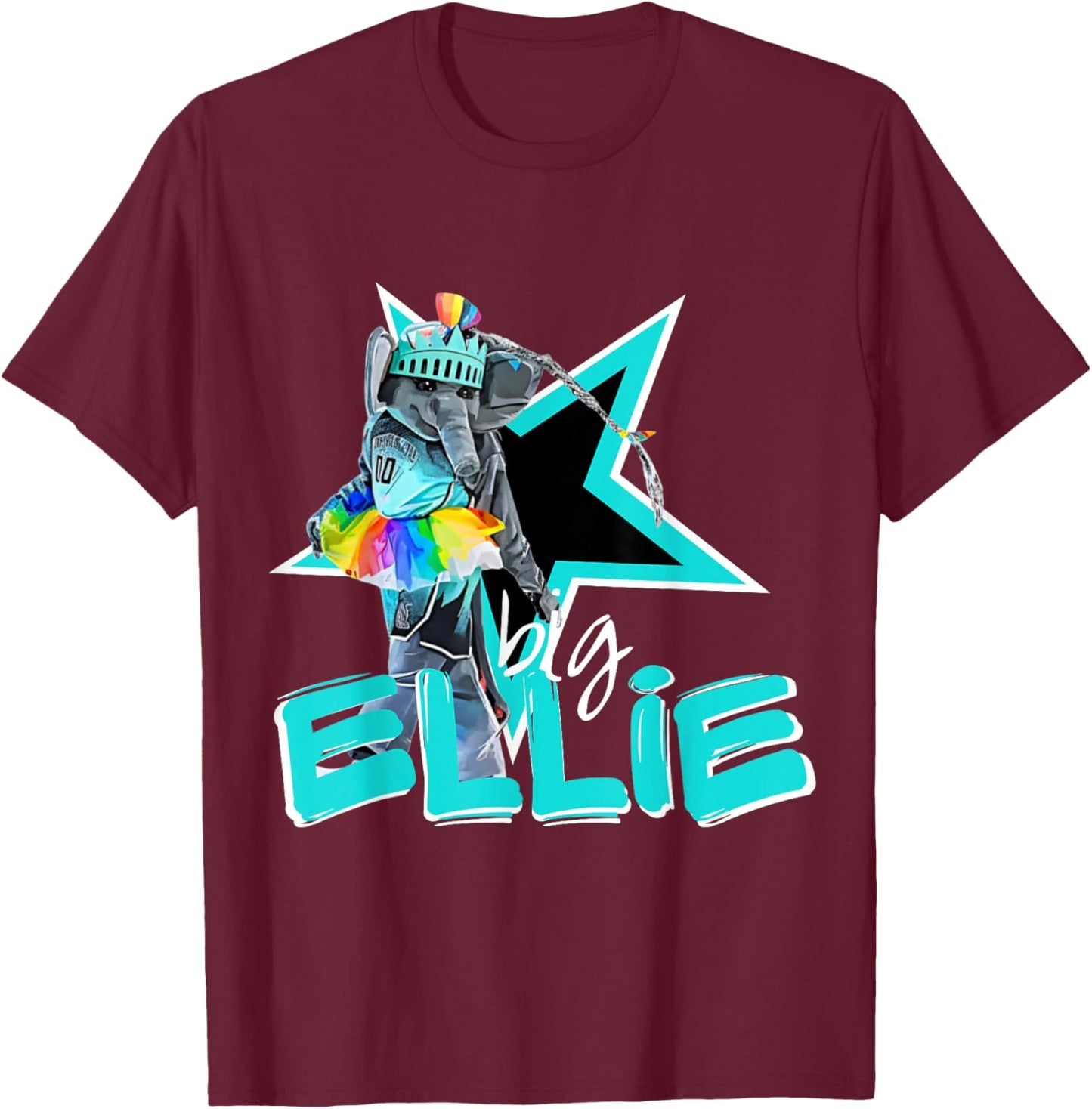 Big Ellie NY Liberty Mascot T-Shirt - T-Shirt | Maroon