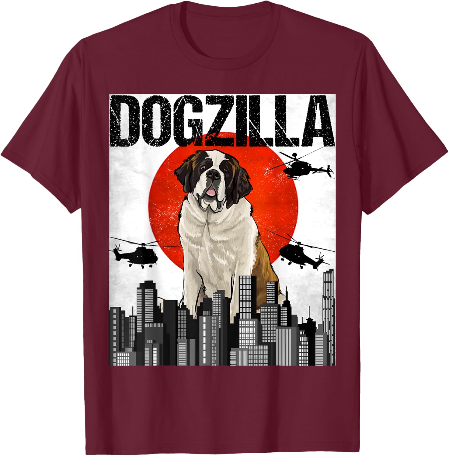 Funny Vintage Japanese Dogzilla St. Bernard T-Shirt - T-Shirt | Maroon