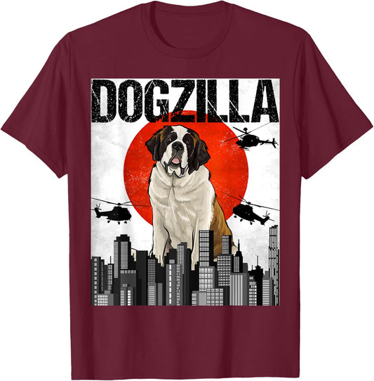Funny Vintage Japanese Dogzilla St. Bernard T-Shirt - T-Shirt | Maroon
