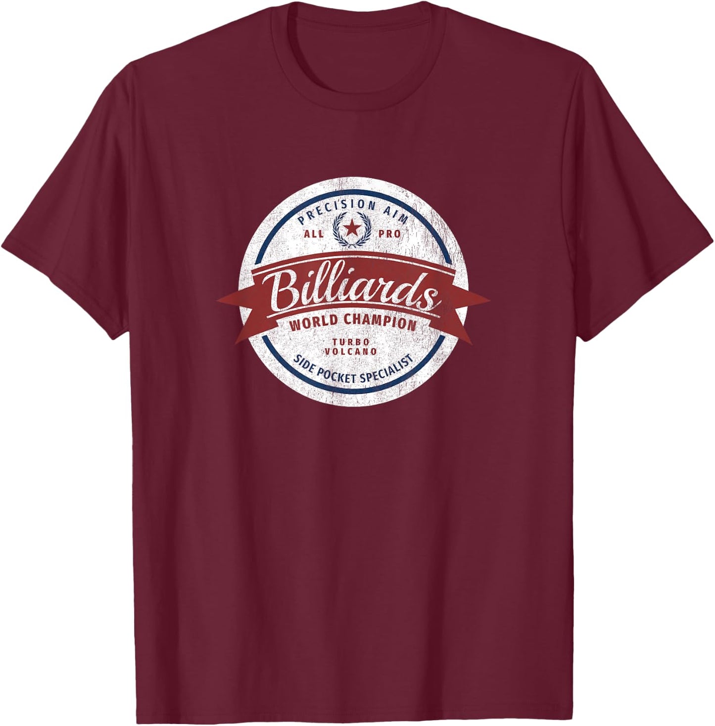 Retro Billiards World Champion “Side Pocket Specialist” T-Shirt - T-Shirt | Maroon