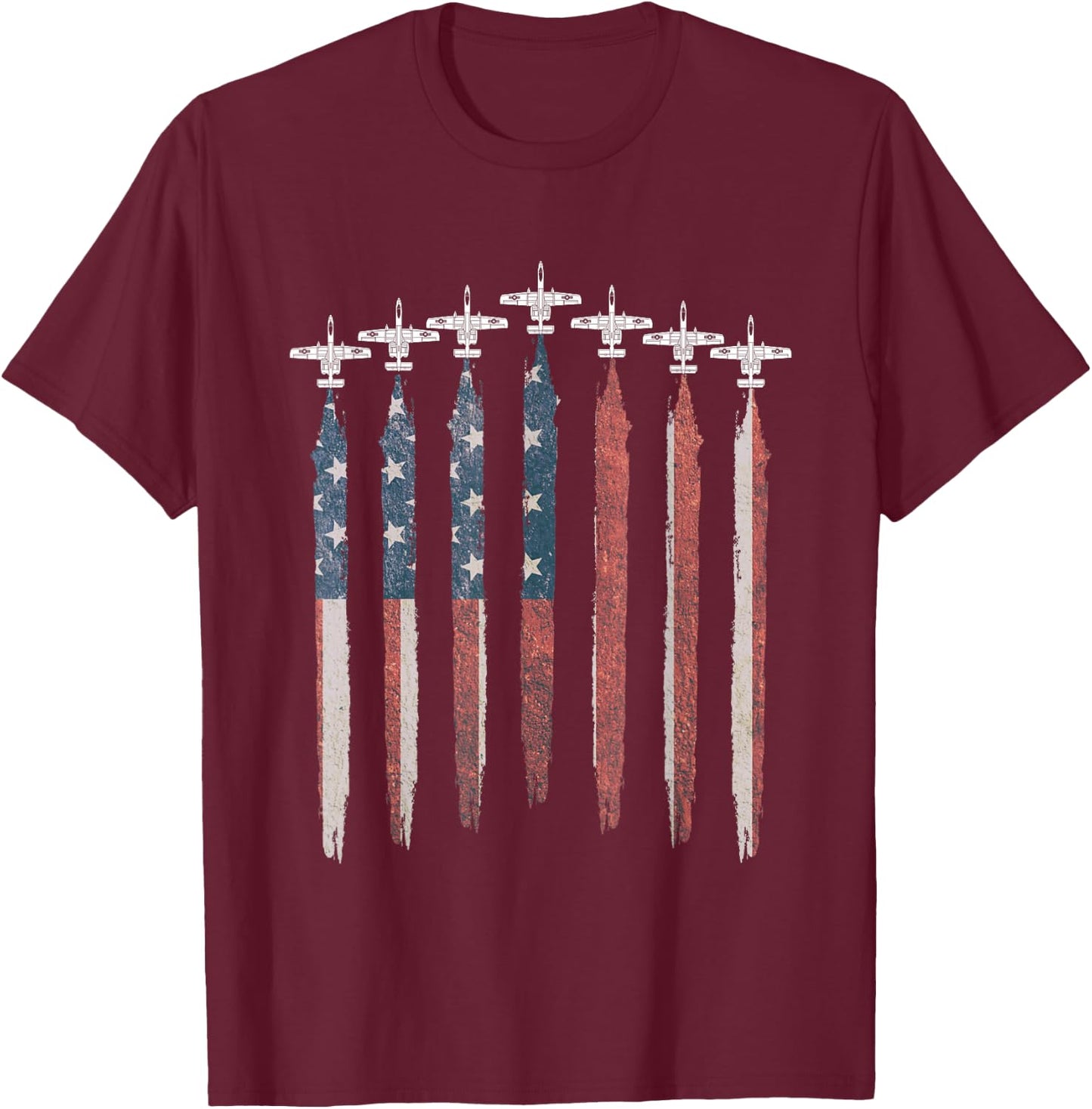 A10 Warthog Jet USA Flag Airplane Thunderbolt 4th of July T-Shirt - T-Shirt | Maroon