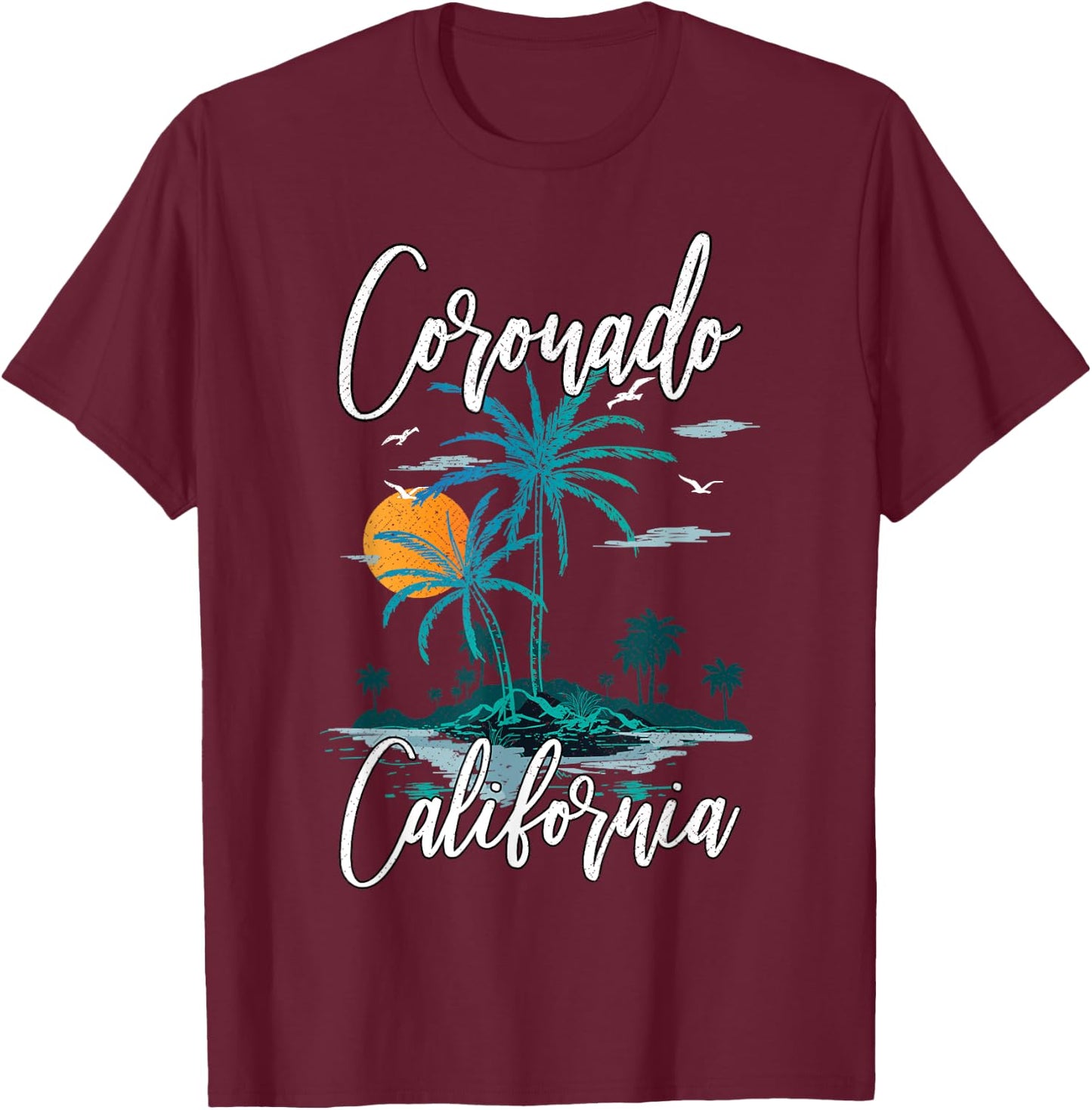 Family Vacation Retro Sunset California Coronado Beach Men Women Kids T-Shirt - T-Shirt | Maroon