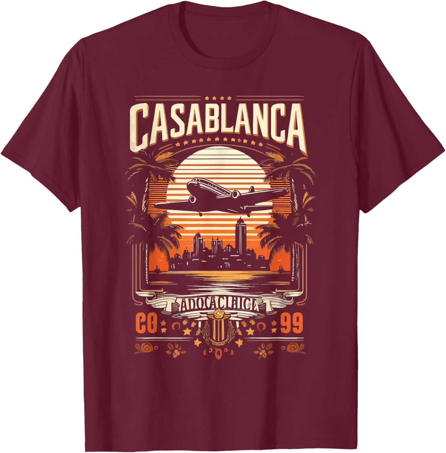 Casablanca Skyline T-Shirt - T-Shirt | Maroon