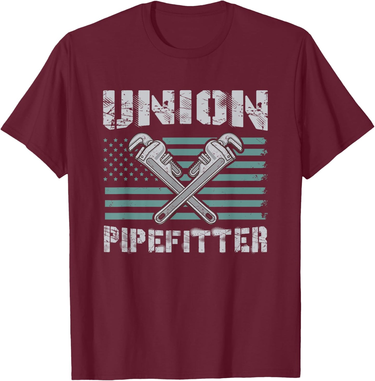 Union Pipefitter Flag for Pipefitter T-Shirt - T-Shirt | Maroon