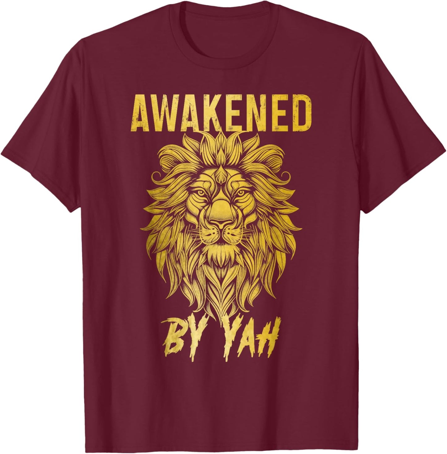 Hebrew Israelite Awakened By Yah Lion Of Judah Jewish Yahweh T-Shirt - T-Shirt | Maroon