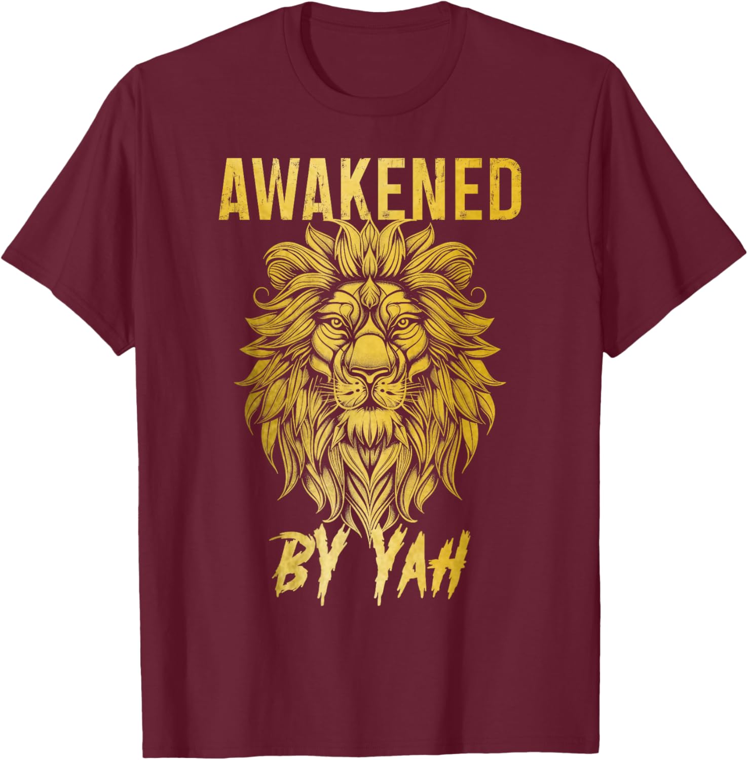 Hebrew Israelite Awakened By Yah Lion Of Judah Jewish Yahweh T-Shirt - T-Shirt | Maroon