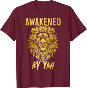 Hebrew Israelite Awakened By Yah Lion Of Judah Jewish Yahweh T-Shirt - T-Shirt | Maroon
