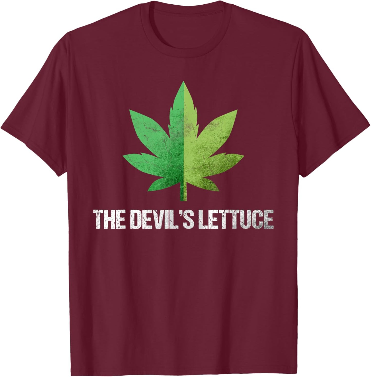 The Devil Smoking Lettuce Smoking Ganja T-Shirt - T-Shirt | Maroon