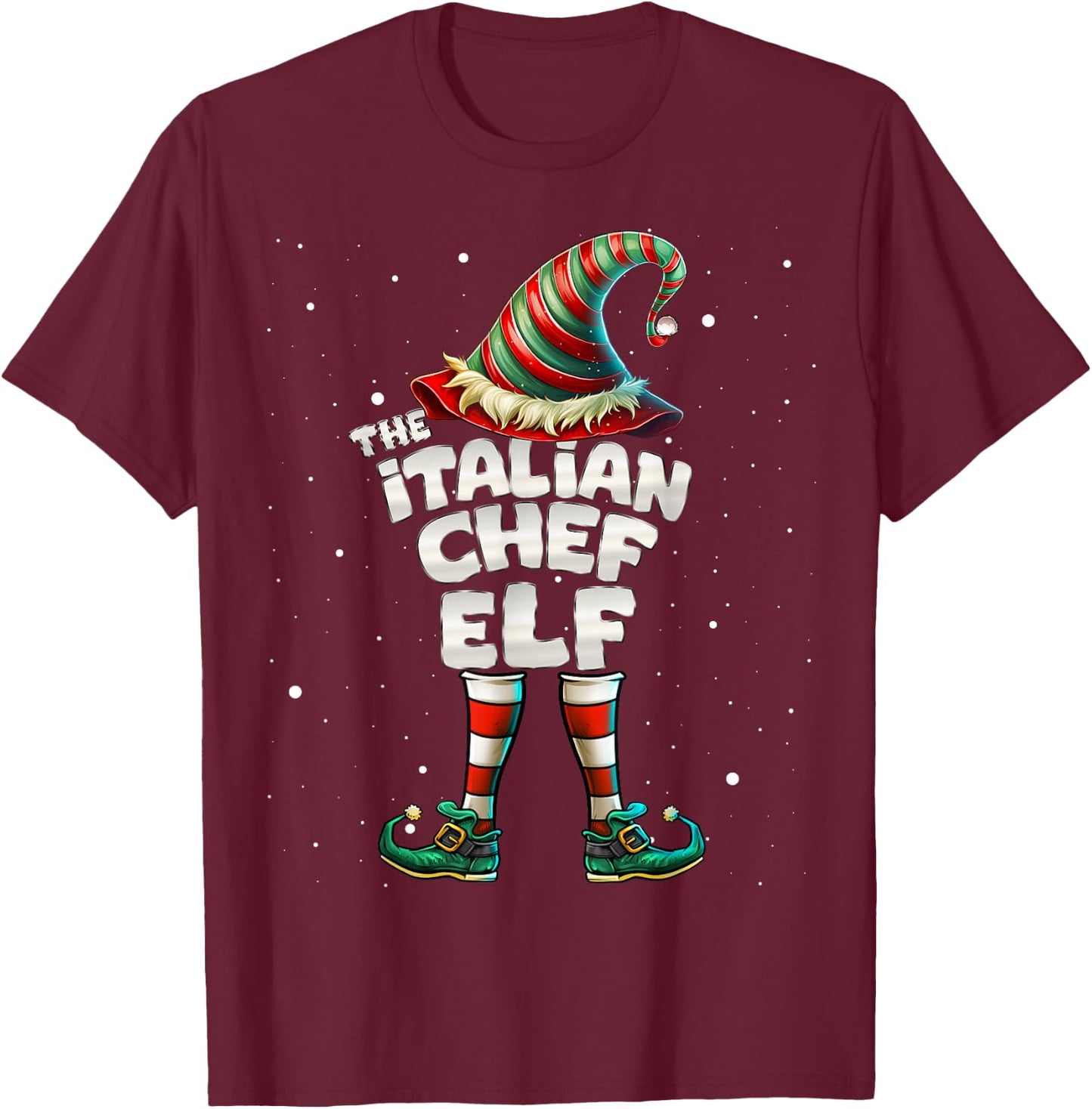 I'm The Italian Chef Elf Family Matching Group Christmas T-Shirt - T-Shirt | Maroon