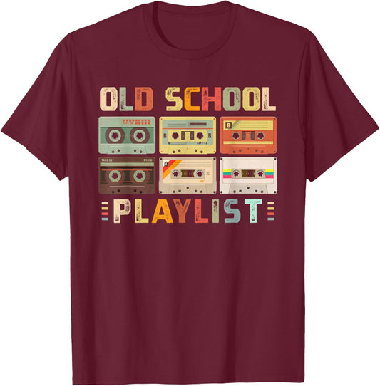 Cassette Tape Music 80s Retro Old School Playlist T-Shirt - T-Shirt | Maroon