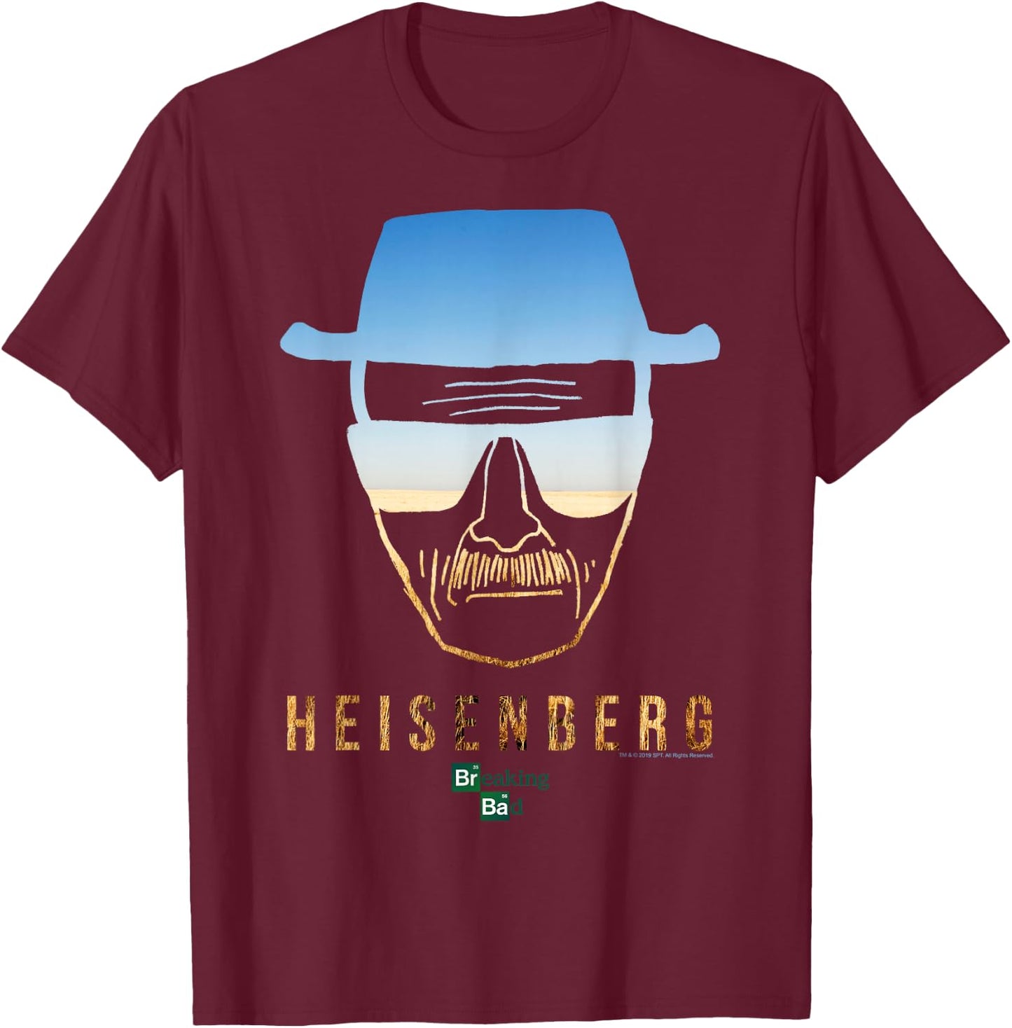 Breaking Bad Heisenberg Desert Horizon Outline Small T-Shirt - T-Shirt | Maroon