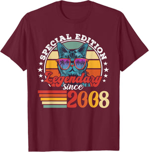 Retro cat with sunglasses funny saying vintage 2008 T-Shirt - T-Shirt | Maroon