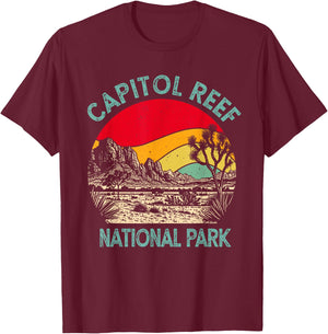 Retro Vintage Capitol Reef National Park 2025 Hiking Outdoor T-Shirt - T-Shirt | Maroon