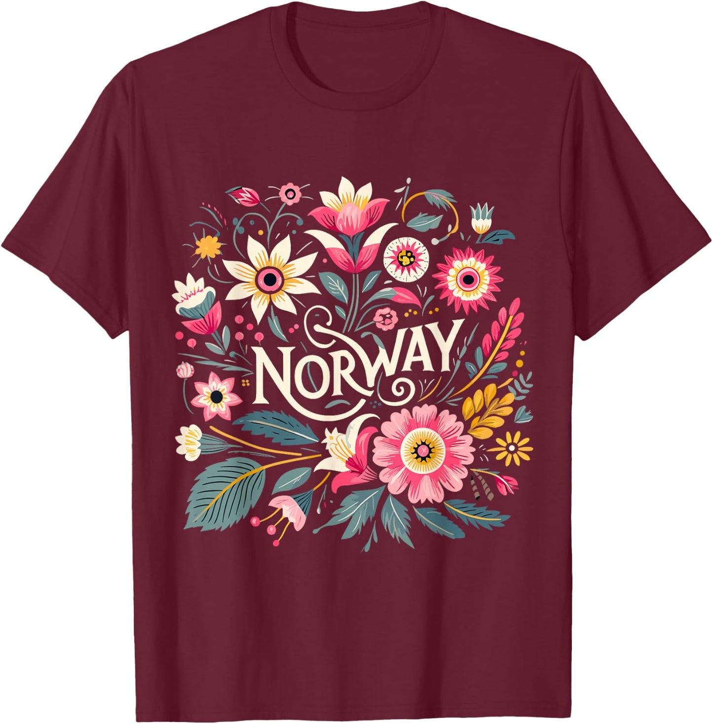 Norway Flowers Norwegian T-Shirt - T-Shirt | Maroon