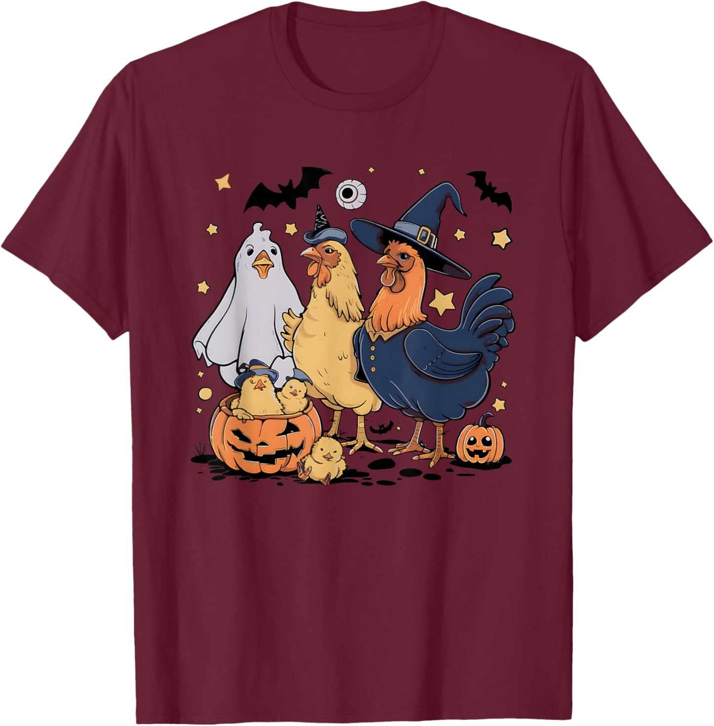 Ghost Chicken Halloween Witch Chicken T-Shirt - T-Shirt | Maroon